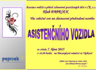 Pozvánka na předání asistenčního vozidla